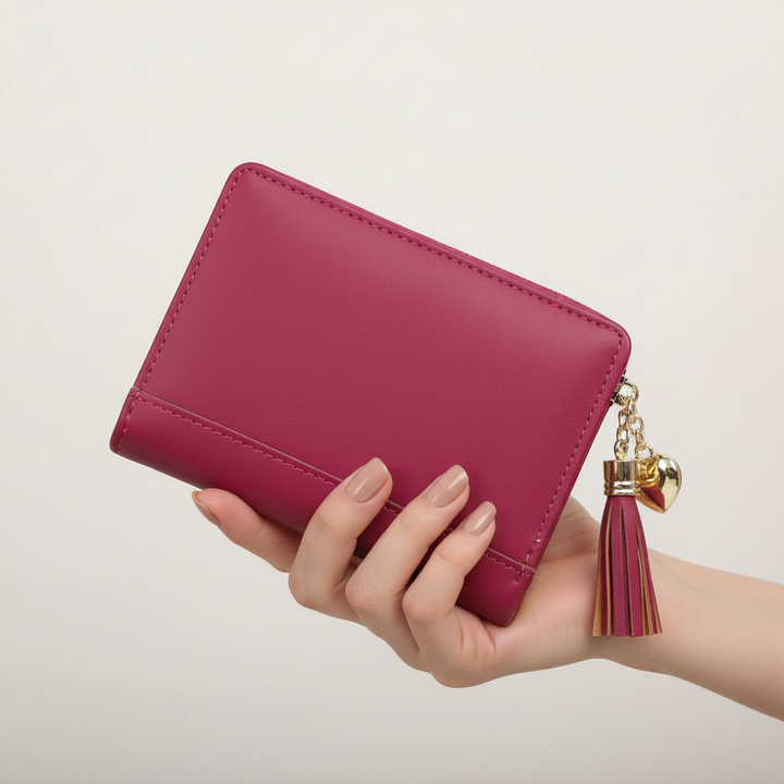 Compacte PU-leren dames portemonnee, perfect voor in een kleine tas, met ruimte voor kaartjes.