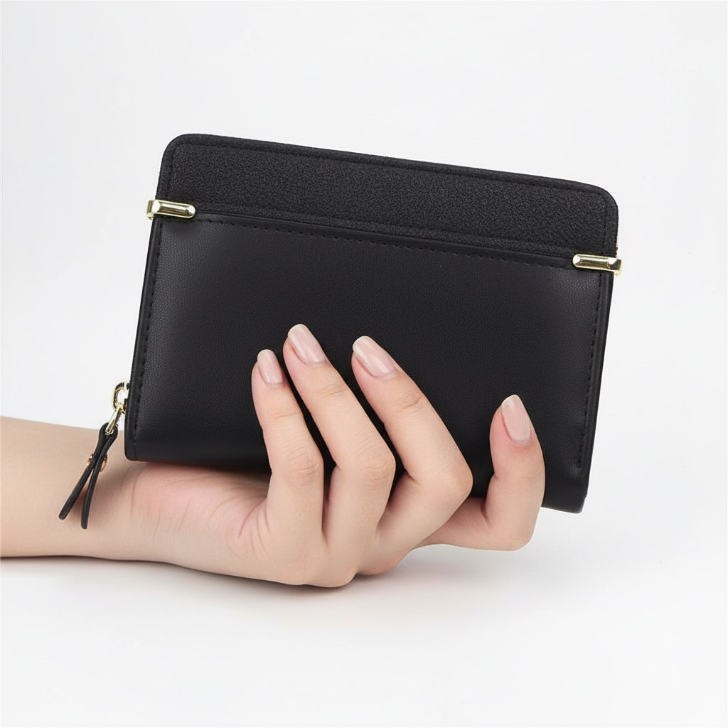 Georganiseerde compacte dames portefeuille, WalletFolio design, van hoogwaardig PU-leer.