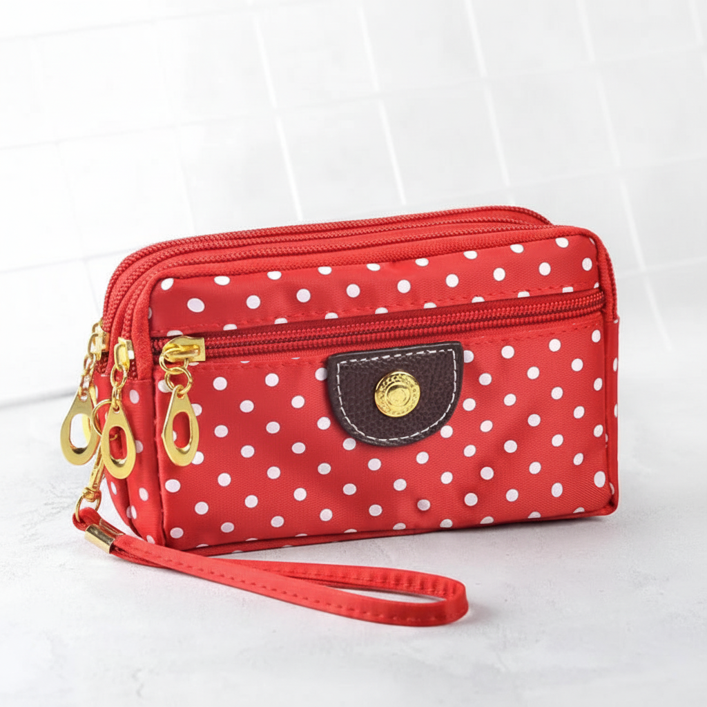 Moderne compacte ritsportemonnee voor dames, een stijlvol en praktisch accessoire voor elke dag.