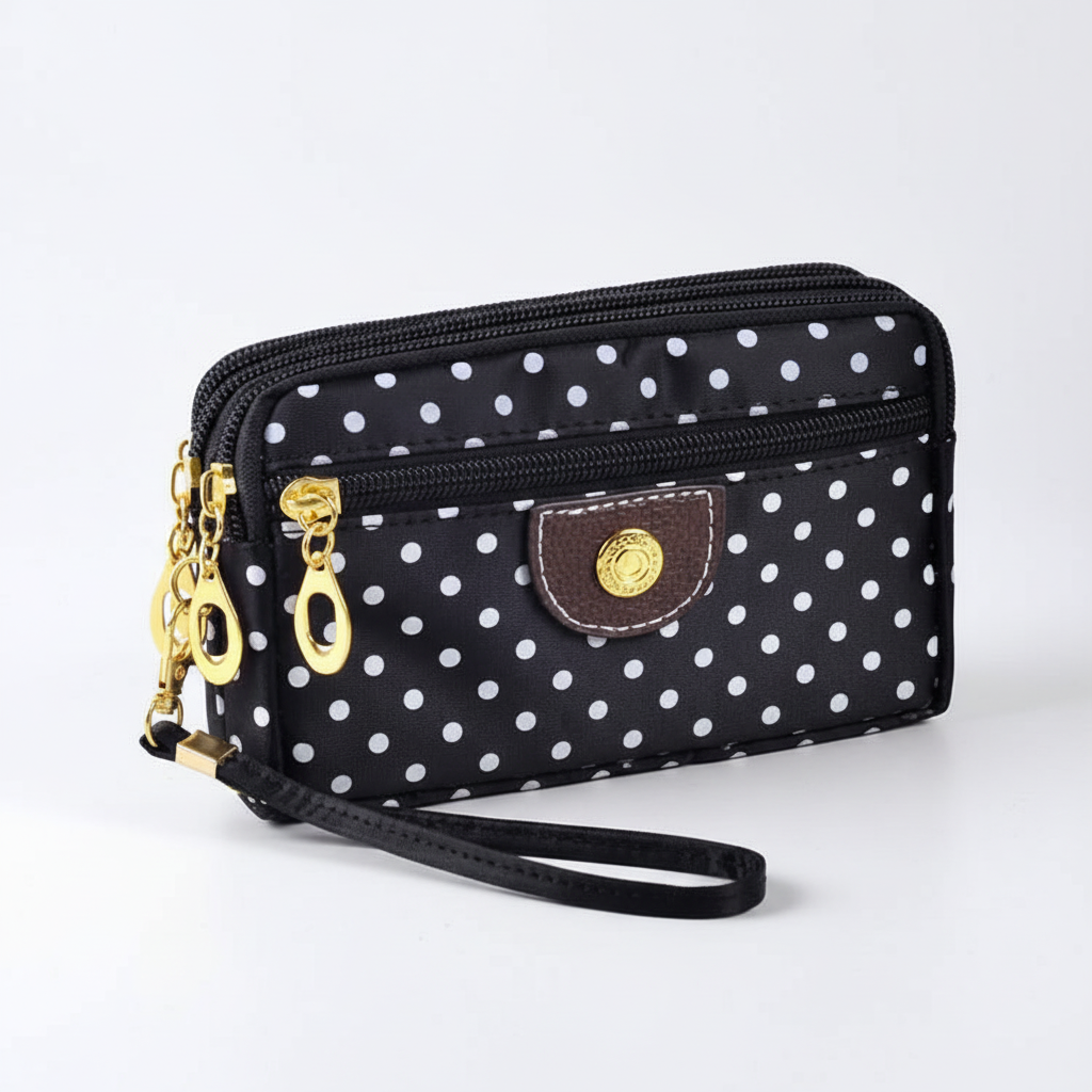 Handige dames ritsportemonnee, compact model, gemakkelijk mee te nemen in elke tas.