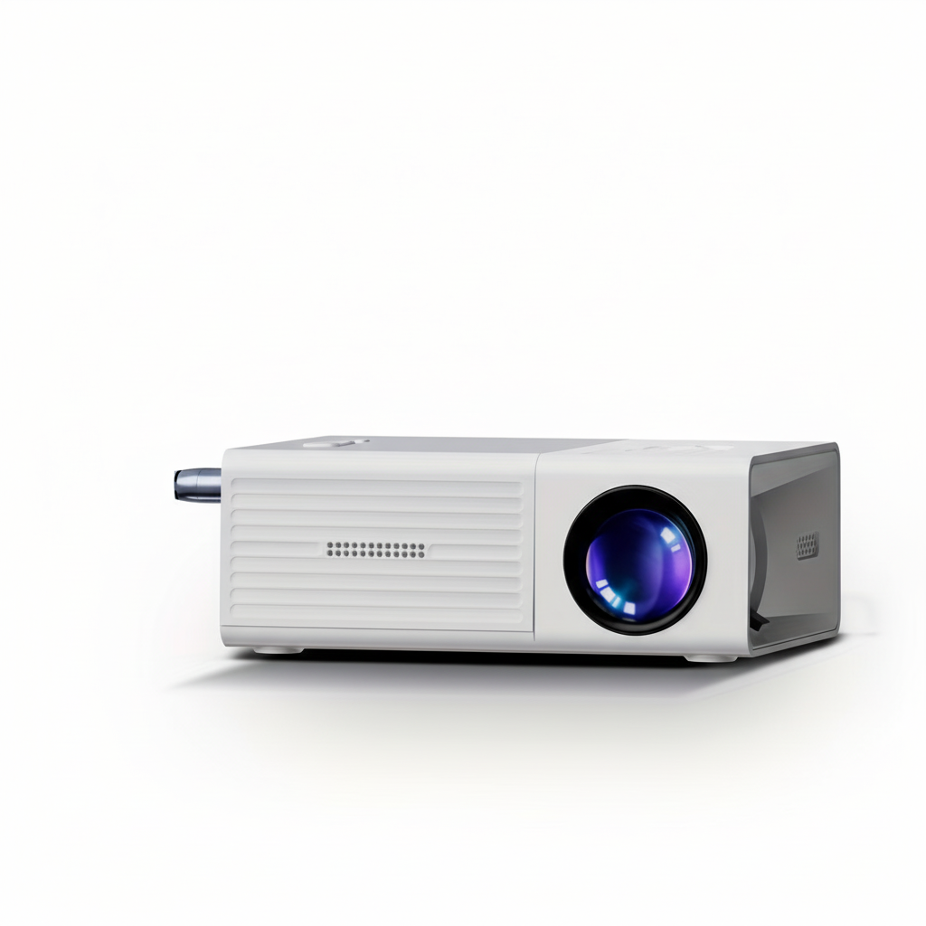 Kleine elektronica beamer, geschikt voor het projecteren van films en presentaties; makkelijk mee te nemen.
