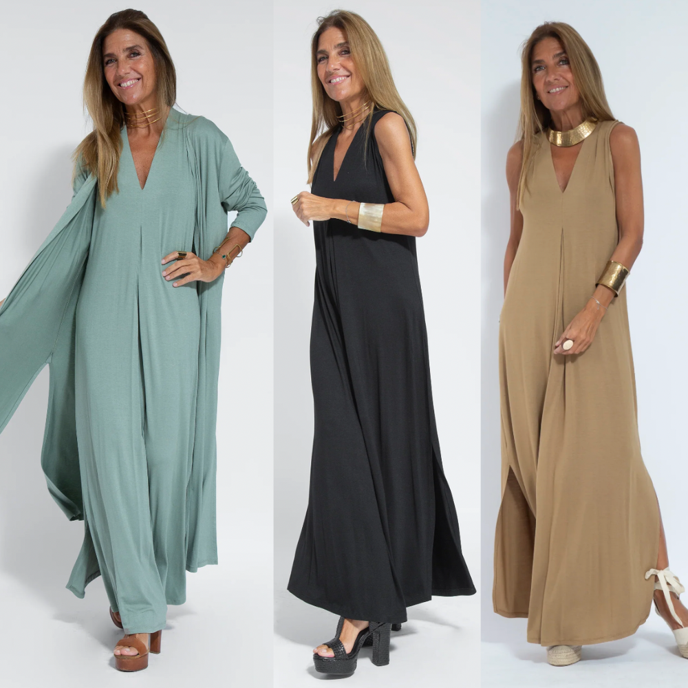 Elegante tweedelige dames set: een comfortabele jurk en bijpassend vest, voor elke gelegenheid.