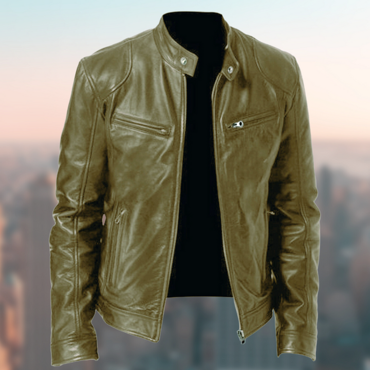 Klassieke bruine heren leren jas, tijdloze mode voor heren. Veelzijdig en stijlvol jack, perfect als bovenkleding.