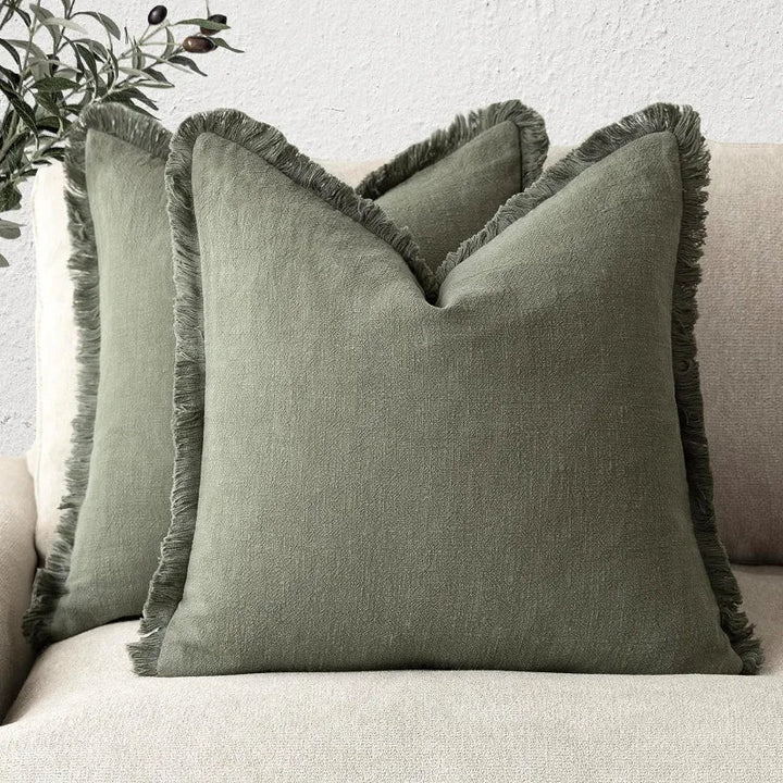 Set luxe decoratieve kussenhoezen, zacht en elegant, ideaal als woonaccessoire voor woonkamer of slaapkamer.
