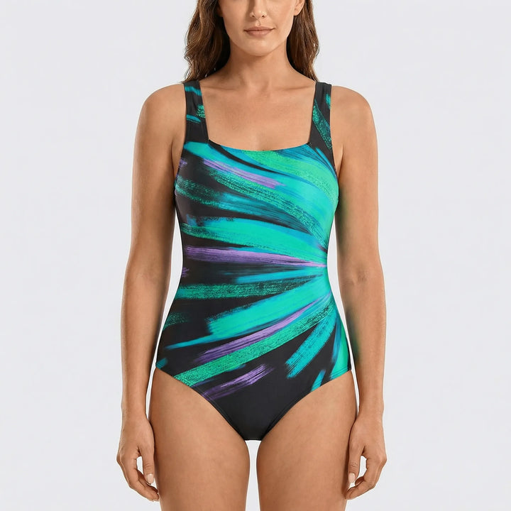 Flatterend dames badpak met shaping effect, ideaal voor een elegante zwemkleding look.