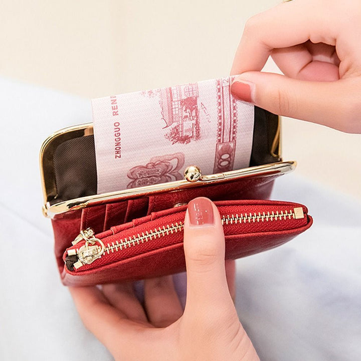 Multifunctionele compacte portemonnee, PU-leer, met vakjes voor pasjes, geld & munten.