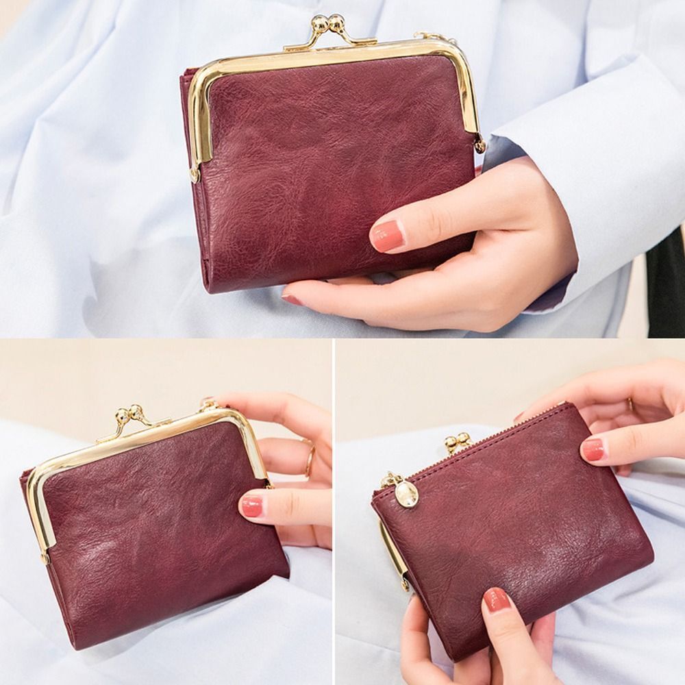 Modern PU-leren portemonnee, compact model, pasjeshouder voor dames en heren, diverse kleuren.