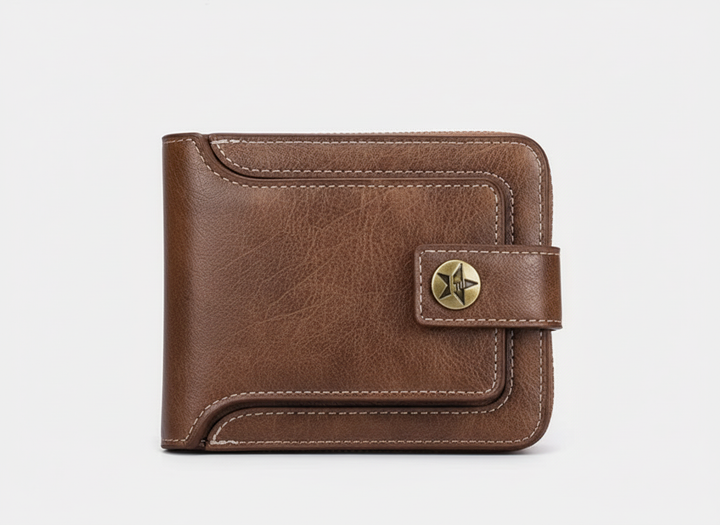 Unisex compacte leren portemonnee; een stijlvol vintage cadeau voor elke gelegenheid.