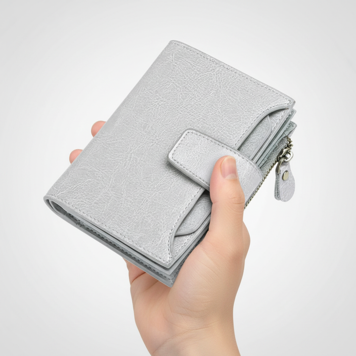Elegant accessoire: compacte dames portemonnee van leer met RFID beveiliging.