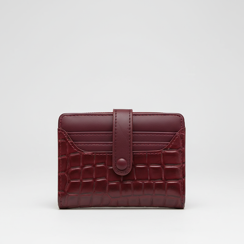 Duurzame PVC compacte damesportemonnee, versierd met elegante pailletten en drukknoopsluiting.