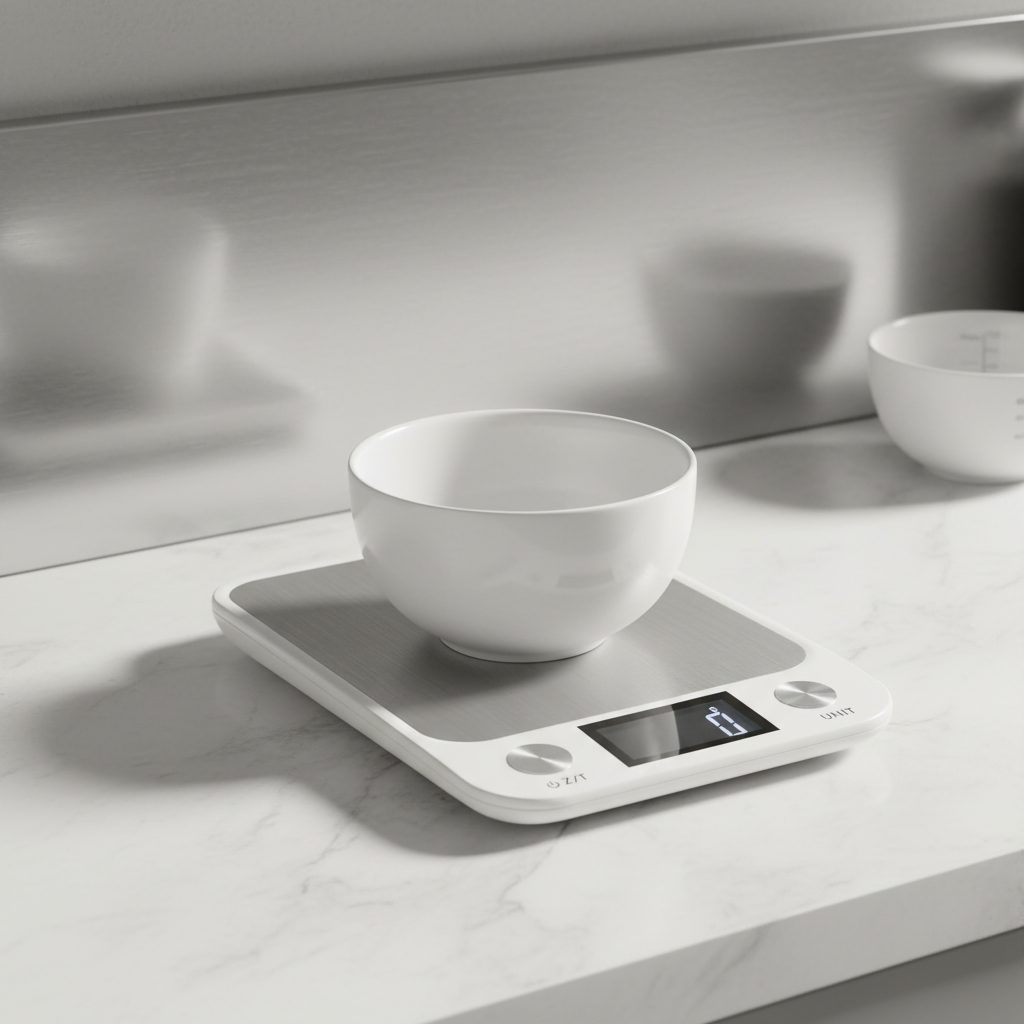 Digitale precisie keukenweegschaal van roestvrijstaal. Nauwkeurig wegen voor koken en bakken.