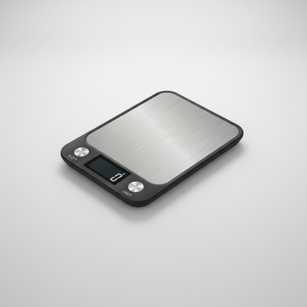 Compacte roestvrijstalen digitale keukenweegschaal, oplaadbaar en waterdicht voor koken/bakken.