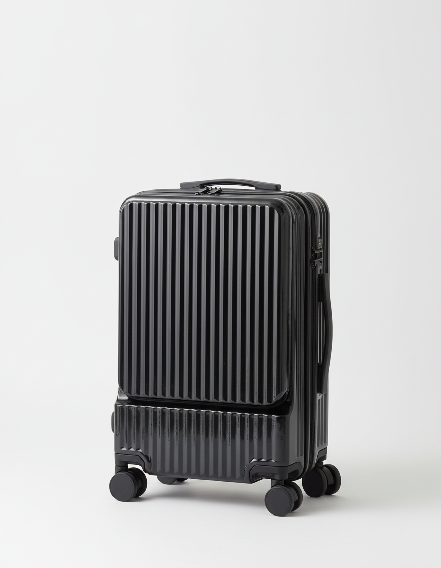 Stijlvolle FlexiCase reistrolley voor handbagage, met robuuste wielen, telescopische trekstang en handige USB-poort.