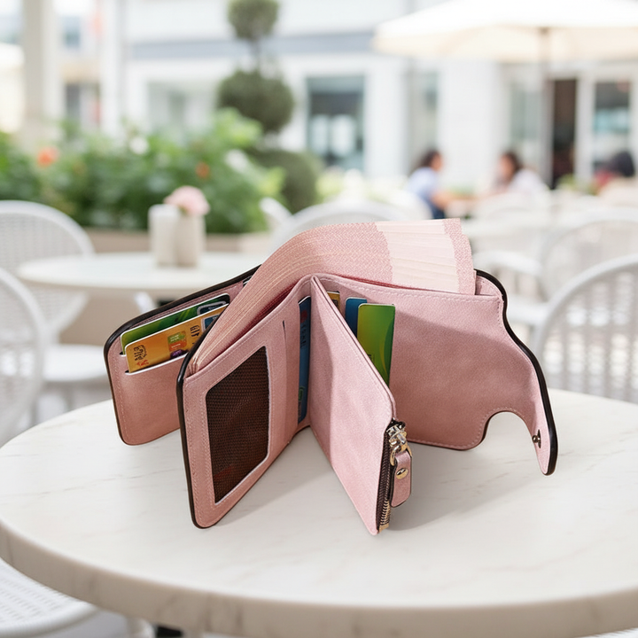 Compacte dames portemonnee van elegant PU-leer, ideaal voor dagelijks gebruik als accessoire.