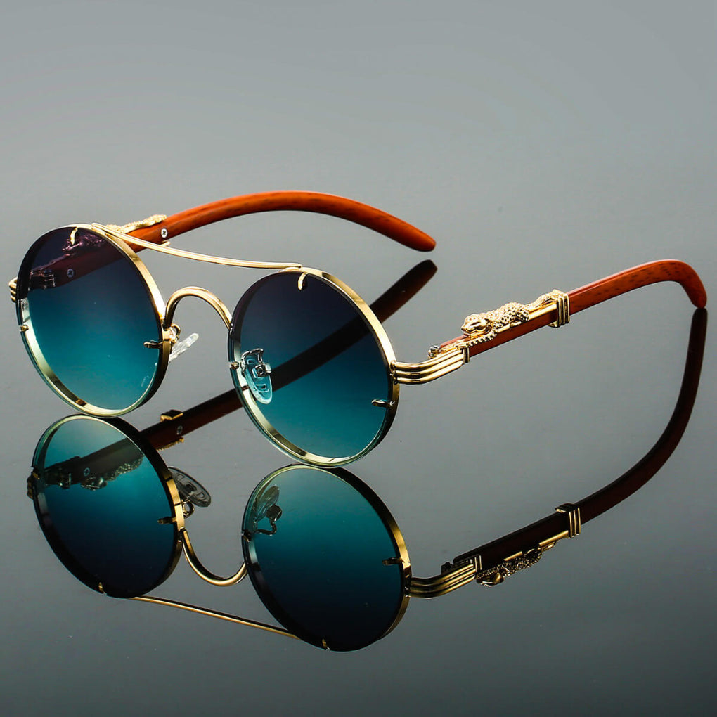 Vintage ovaal montuur zonnebril, unisex design. Stijlvolle mode accessoire voor een retro look.