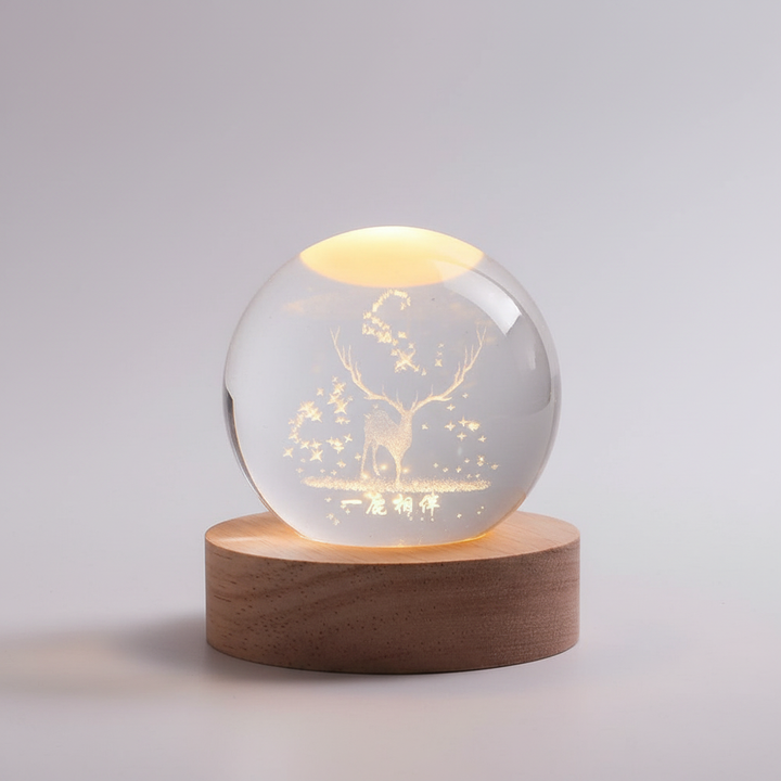 Unieke 3D gegraveerde LED sfeerlamp met warmwit licht, perfecte decoratie.