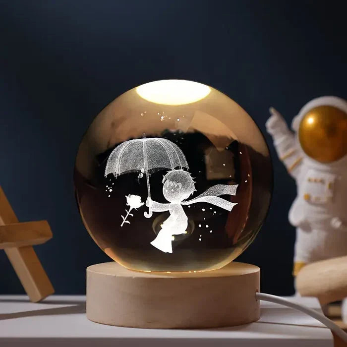 3D gegraveerde LED lamp toont gedetailleerd universum, een betoverende blikvanger.