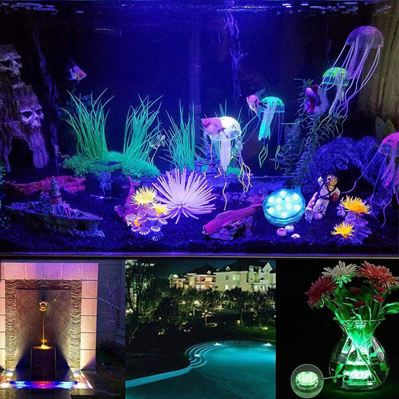 Set van waterdichte LED sfeerlichten gebruikt als tuinverlichting rond een patio.