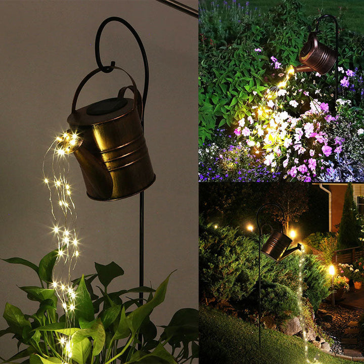 Batterijgevoede LED gieter decoratie, flexibel te plaatsen als sfeervolle binnen- of buitenlamp.