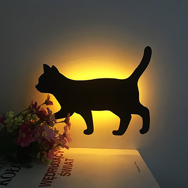Sfeervolle LED kattenlamp met bewegings- en geluidssensor. Draadloos en oplaadbaar design.