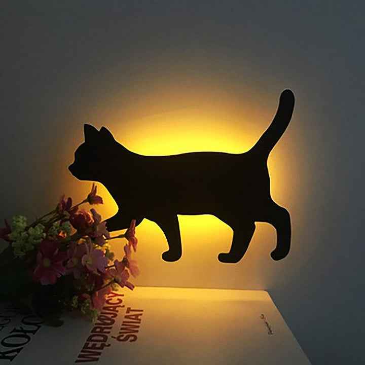 Sfeervolle LED kattenlamp met bewegings- en geluidssensor. Draadloos en oplaadbaar design.