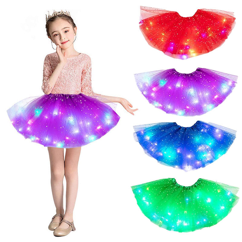 Levendige rode meisjes LED tutu rok met schitterende verlichting voor dans en feestjes.