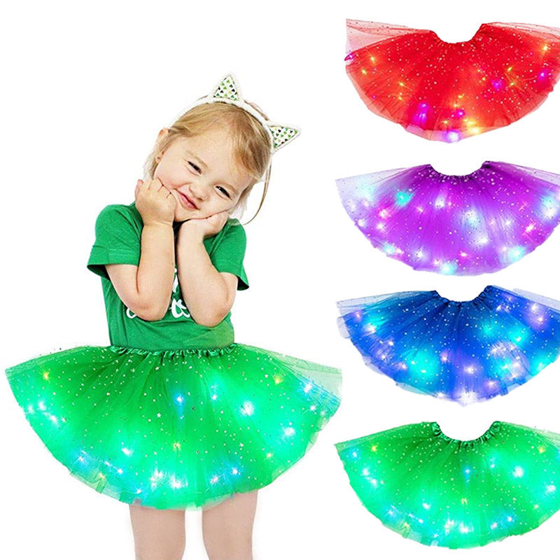 Stralende blauwe LED dansrok voor kinderen, perfect voor optredens en speelse avonturen.