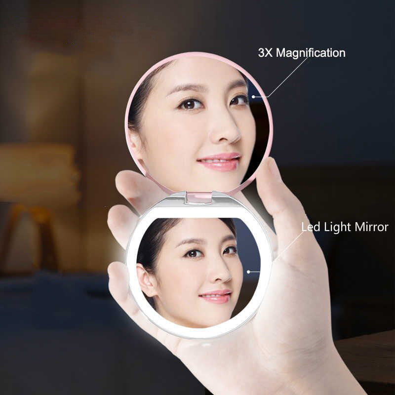 Compacte draagbare LED make-up spiegel, onmisbaar voor schoonheid en cosmetica op reis.