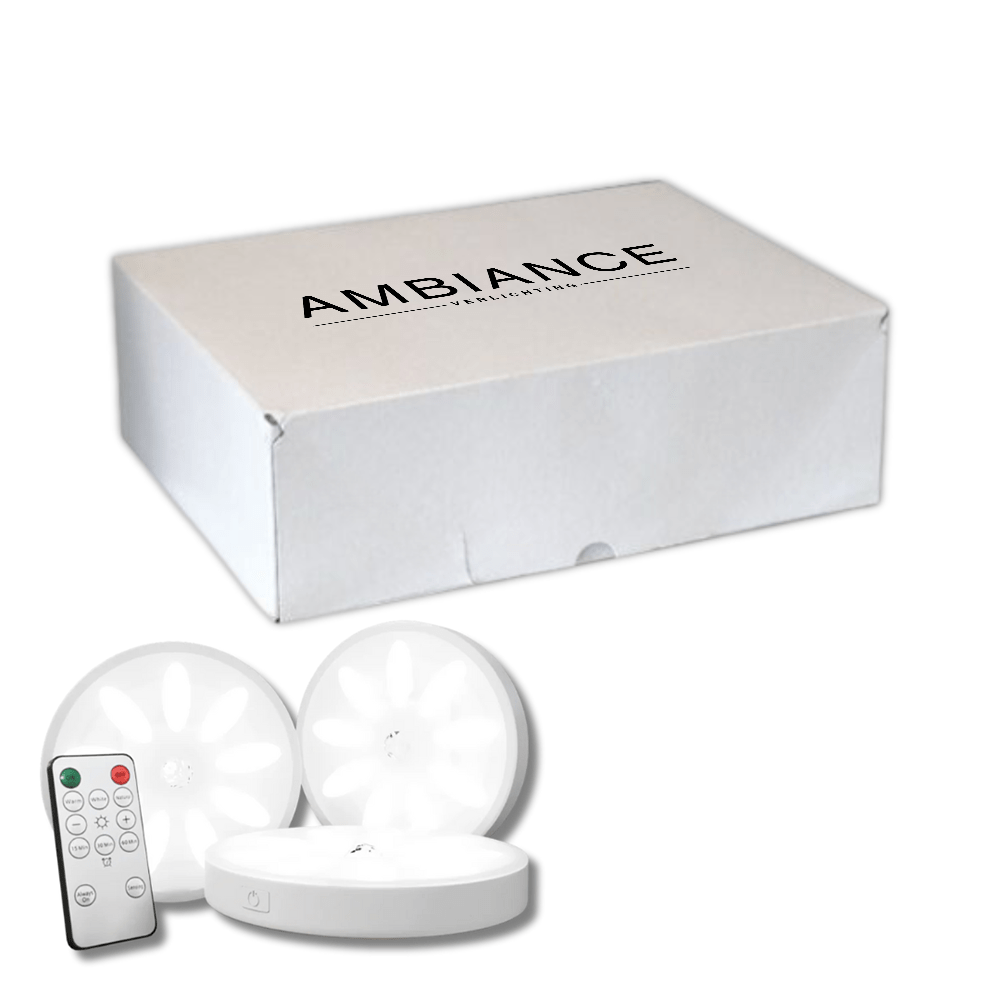 Draadloze LED spotlamp met afstandsbediening voor sfeervolle interieurverlichting.