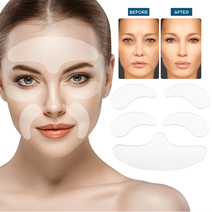 Anti-aging SilkiPatch siliconen hals patch voor het verstevigen van de huid en verminderen van nekrimpels.