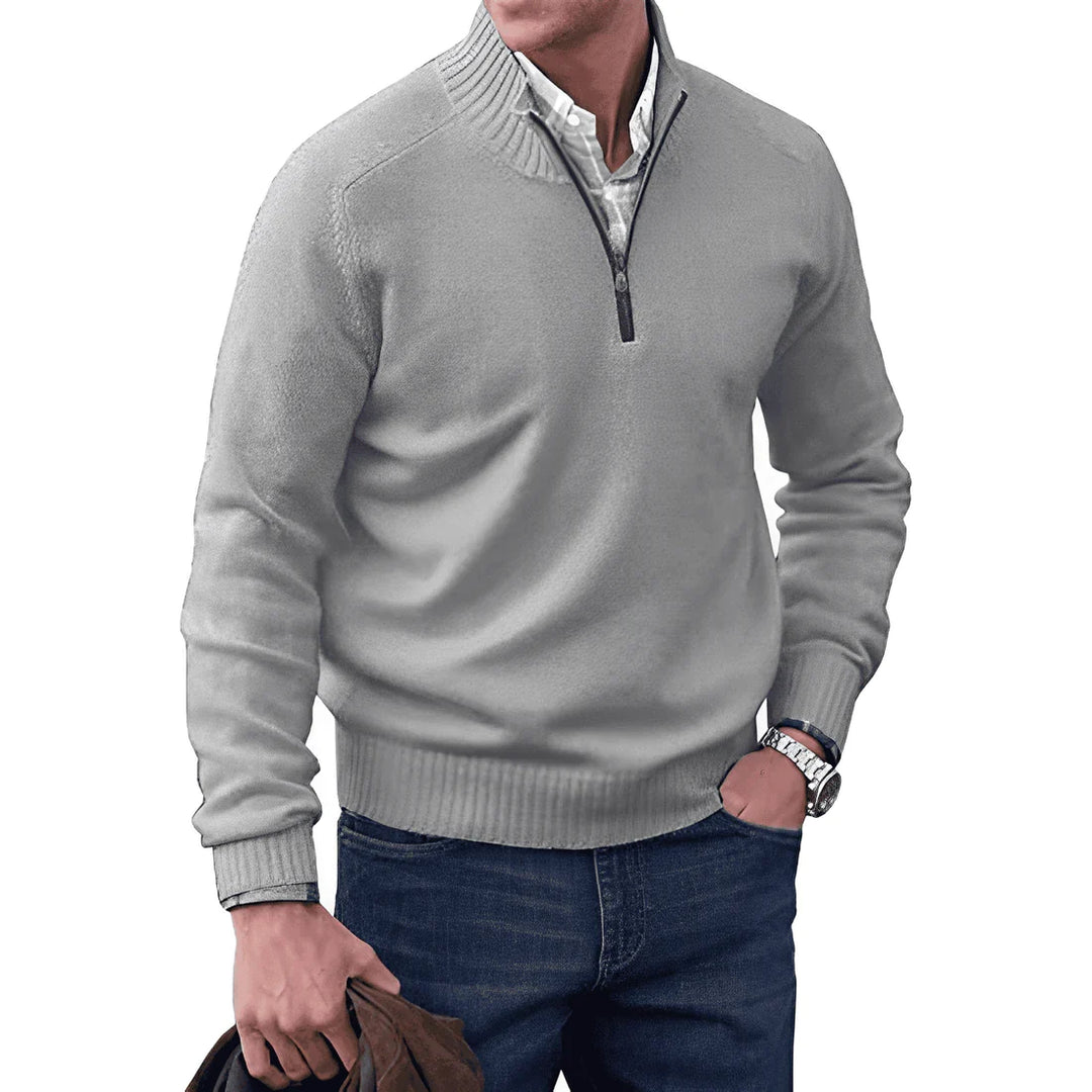 Heren trui met halve rits, ideaal voor een elegante casual look. Comfortabele en warme top.