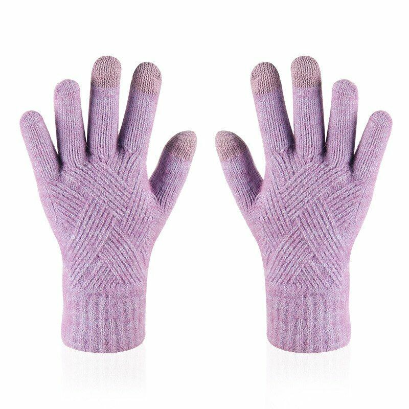 Zachte katoen-wol gebreide handschoenen voor dames, een essentiële en warme winteraccessoire.