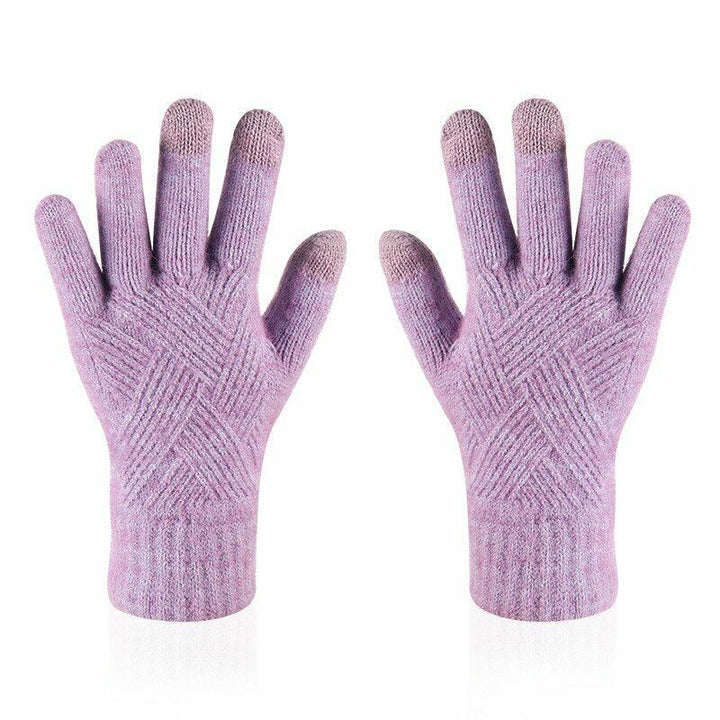 Zachte katoen-wol gebreide handschoenen voor dames, een essentiële en warme winteraccessoire.