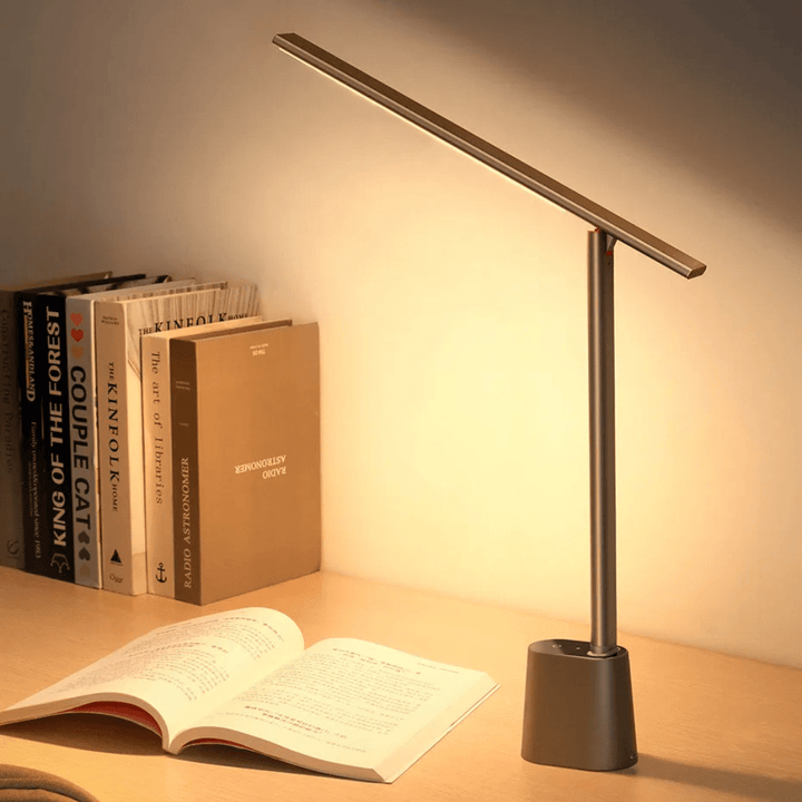 Dimbare LED bureaulamp, opvouwbaar voor thuiskantoor; ideaal als draagbare leeslamp met USB.