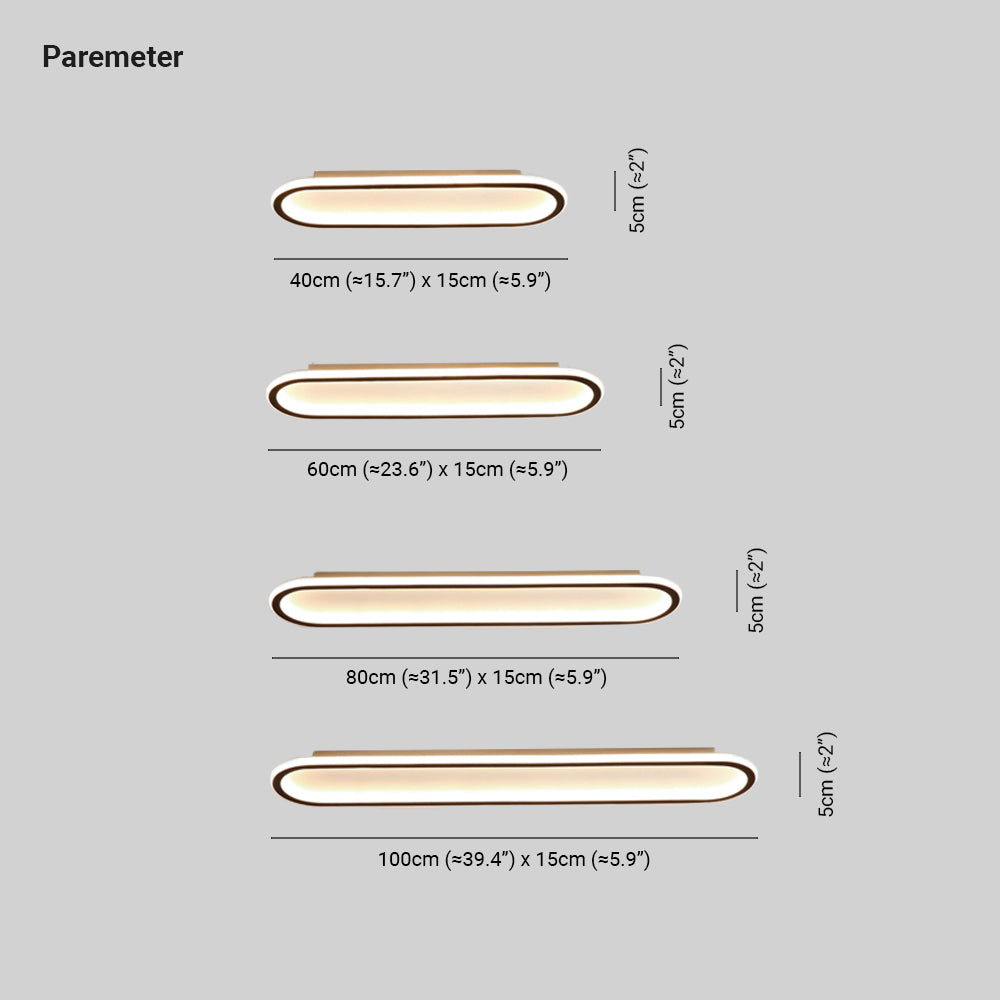 Zwarte elliptische LED plafondlamp van metaal/acryl; minimalistische stijl voor moderne interieurs. (93)