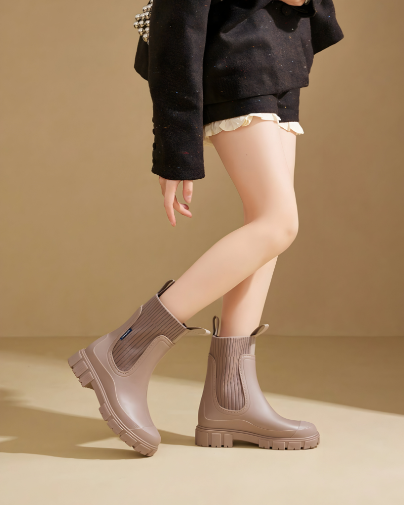Dames waterdichte Chelsea laarzen met dikke zool, perfect voor winter en herfst.