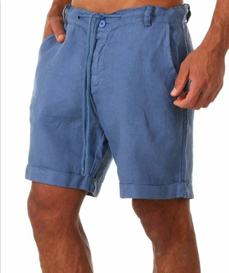 Khaki ademende heren korte broek, ideaal voor strandkleding of casual zomerse stijl en comfort.