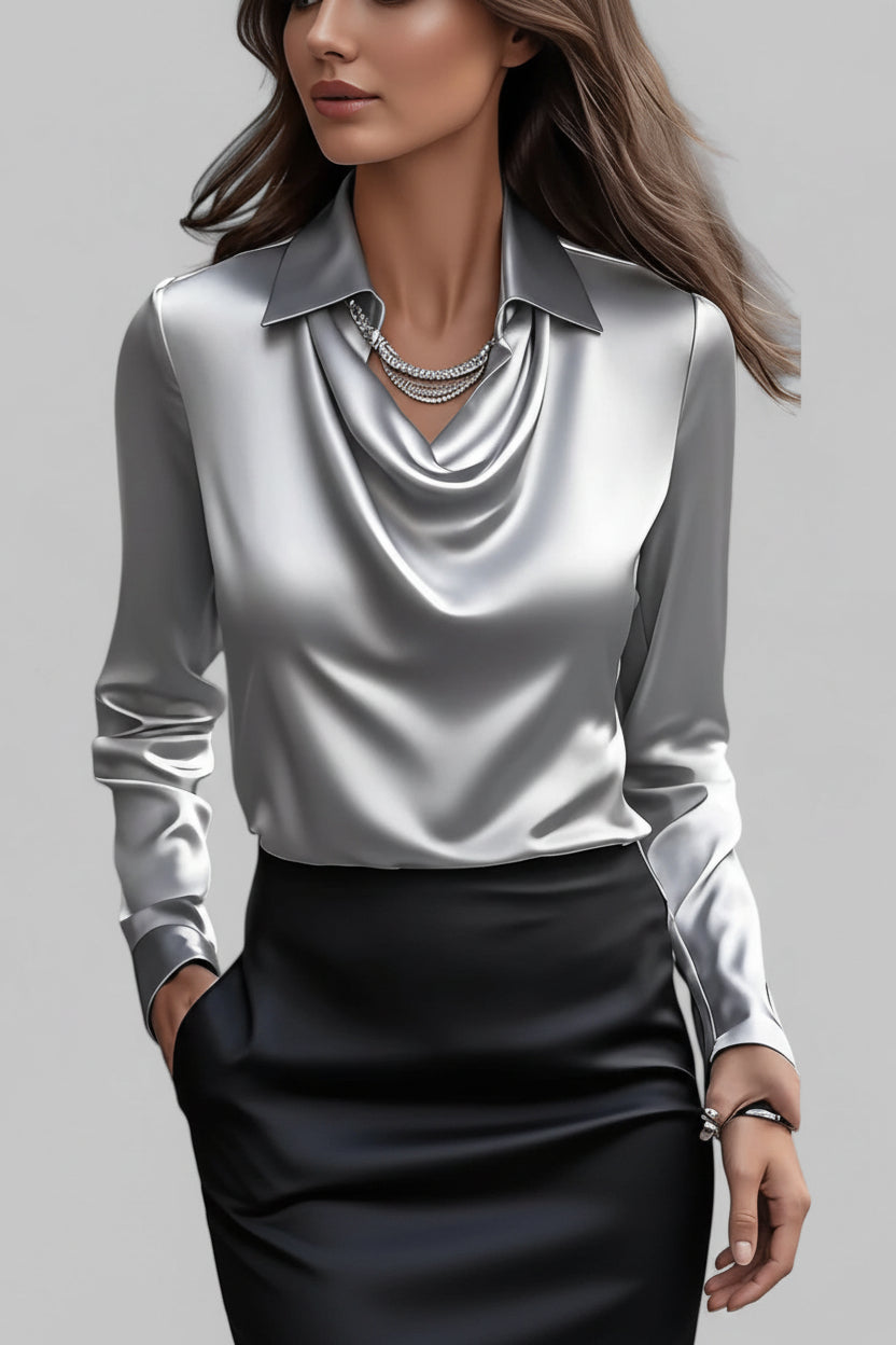 Comfortabele en stijlvolle damesblouse 'Sophie' met gedrapeerd detail en elegante lange mouwen.