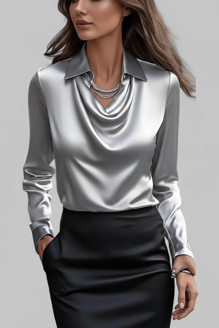 Comfortabele en stijlvolle damesblouse 'Sophie' met gedrapeerd detail en elegante lange mouwen.