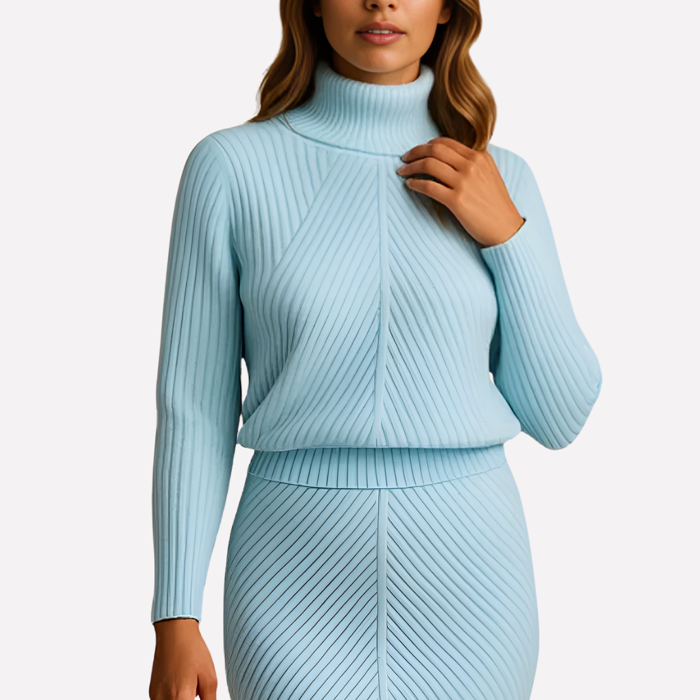 Trendy amber dames winterjurk met lange mouwen; modieus en comfortabel voor elegante winterlooks.