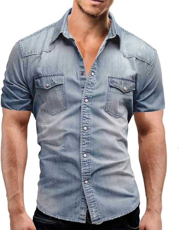 Tijdloos slim fit heren overhemd met lange mouwen, van Daniel, voor een stijlvolle, licht verweerde uitstraling.