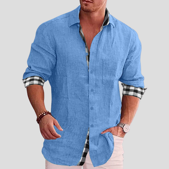 Heren overhemd, lange mouwen, effen. Veelzijdig te dragen voor casual, zakelijk en smart casual stijlen.