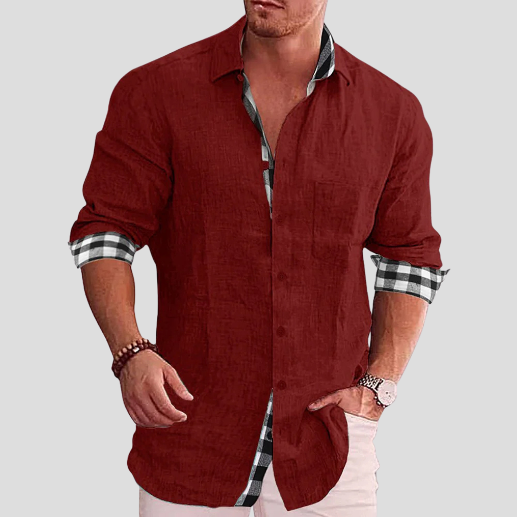 Stijlvol heren overhemd met lange mouwen, klassiek effen design. Perfect voor een smart casual outfit.