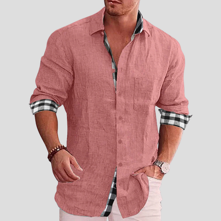 Heren overhemd voor zakelijk en casual. Lange mouwen, knoopsluiting, effen. Comfortabele en modieuze kleding.