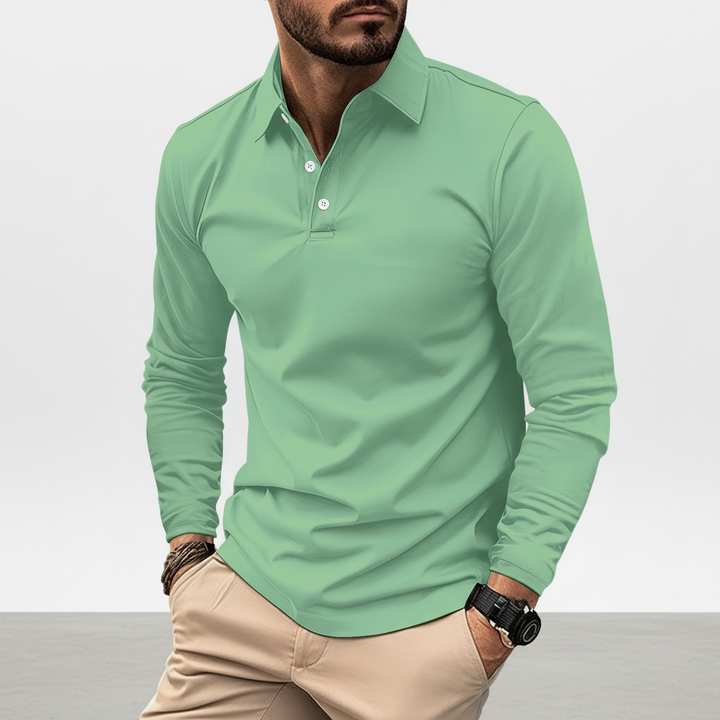 Tijdloos heren poloshirt met lange mouwen, model 'Vincent', perfect voor een smart casual look.