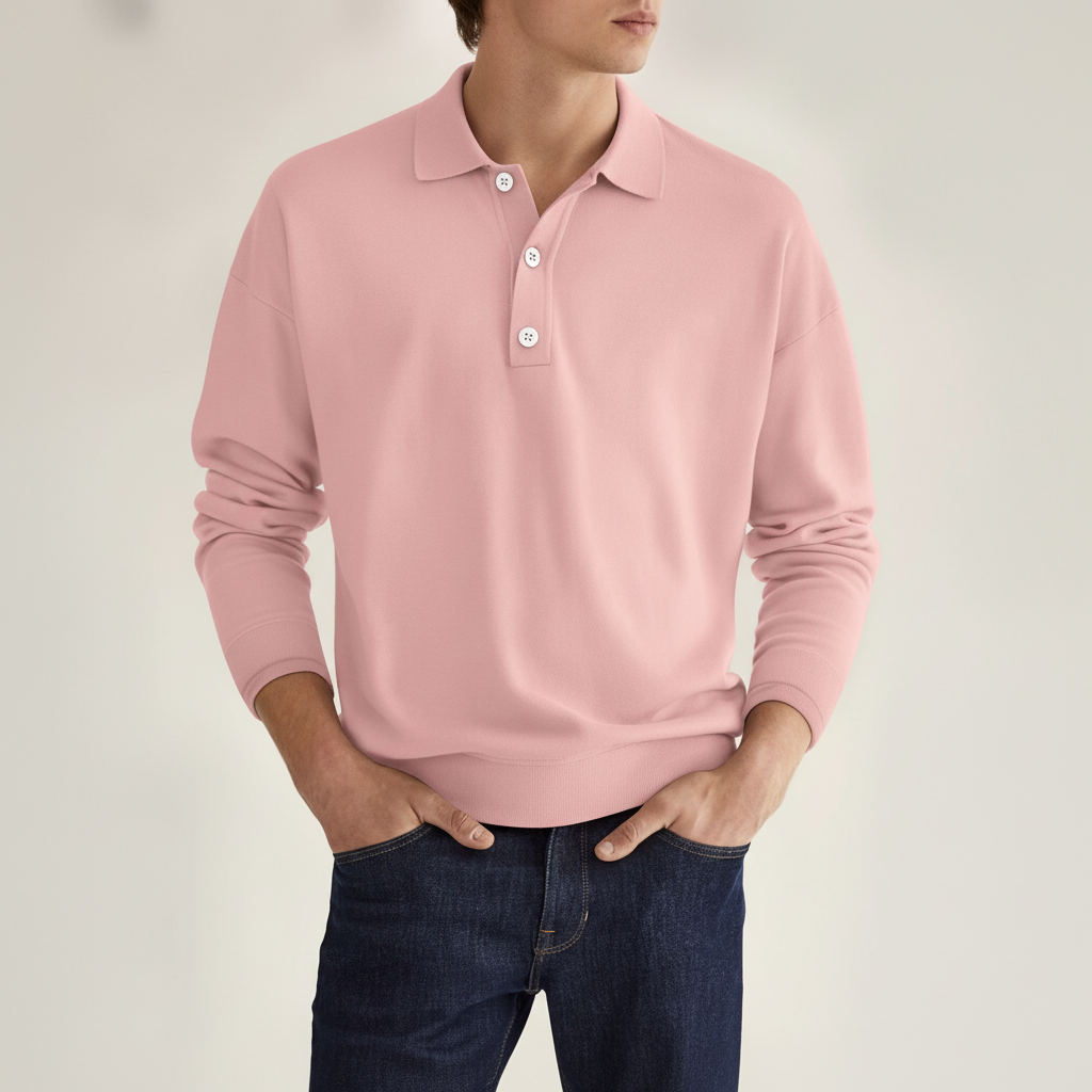 Stijlvol heren poloshirt lange mouw 'Vincent', de perfecte aanvulling op herenkleding.