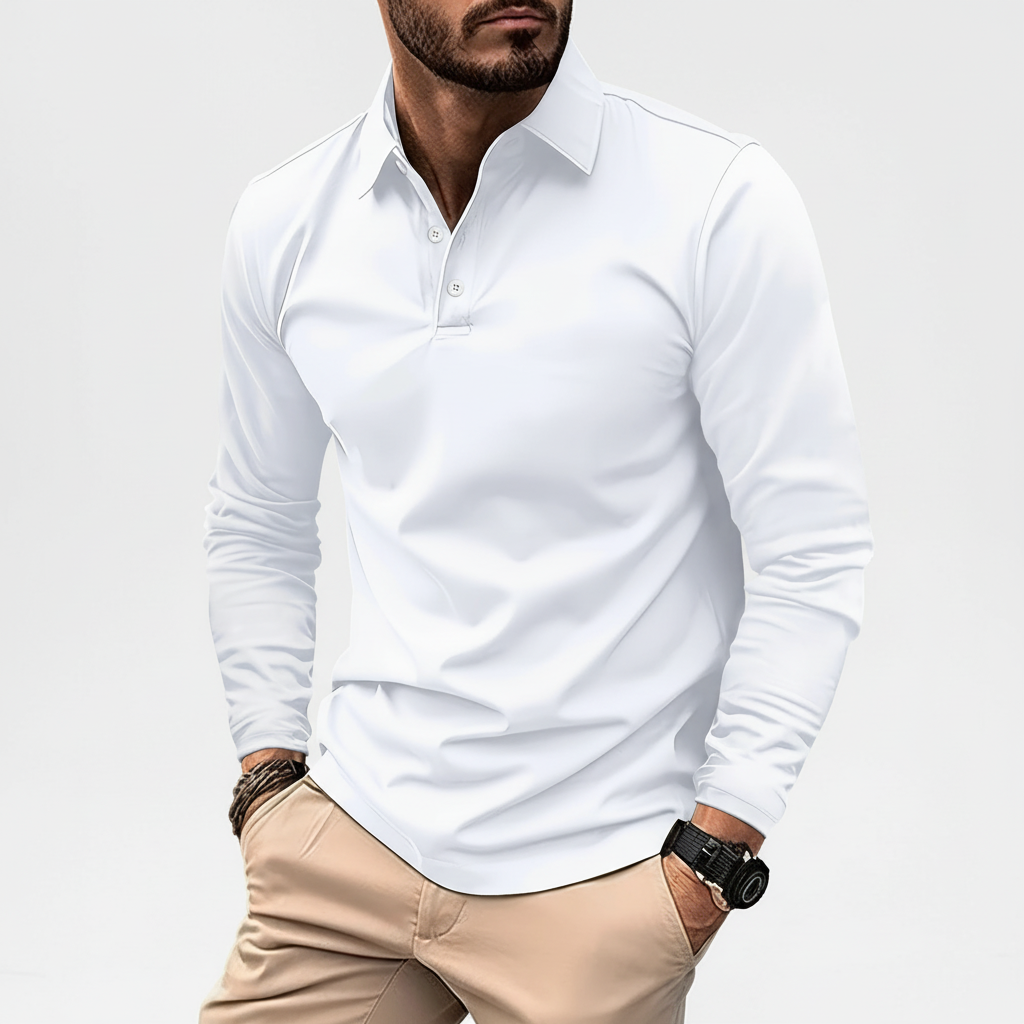 Veelzijdig heren poloshirt 'Vincent' met lange mouw, geschikt voor zowel casual als zakelijk.