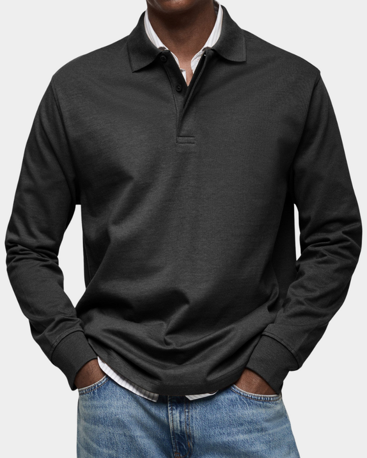 Elegant heren poloshirt met lange mouwen, veelzijdig voor dagelijks en smart casual gebruik.