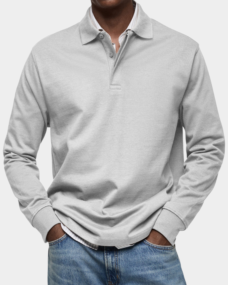 Tijdloze heren top: lange mouwen polo voor een stijlvolle, comfortabele en veelzijdige outfit.