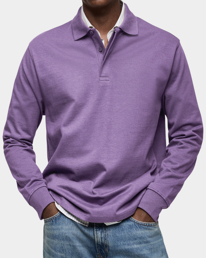 Veelzijdige heren polo met lange mouwen, geschikt voor zowel casual als elegante gelegenheden.